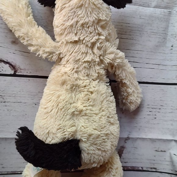 Jellycat London Bashful Black and Cream White Puppy Dog Medium 12" Super Soft - Picture 3 of 5